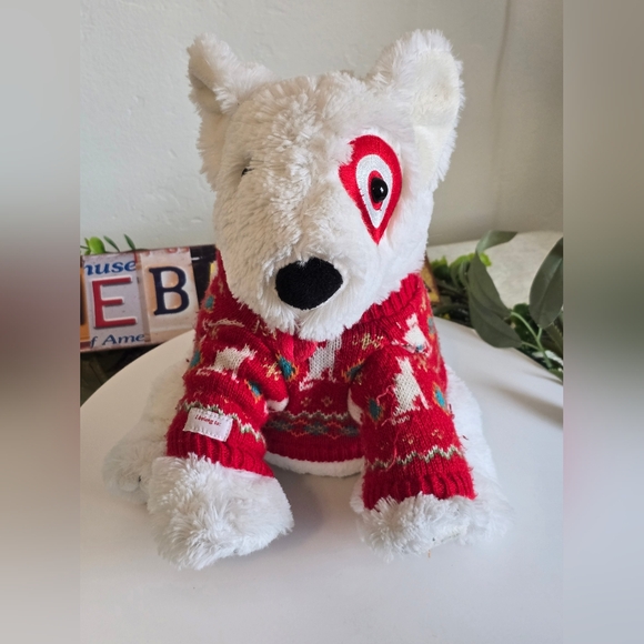 2012 Target Bullseye Plush Dog Stuffed Animal Christmas-Used, Read Details - Picture 2 of 16